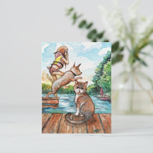 Fleisch am Hütte Dock Postkarte (Stehend Vorderseite)