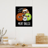 Fleisch Balls Funny Food Pub Dark BG Poster (Küche)