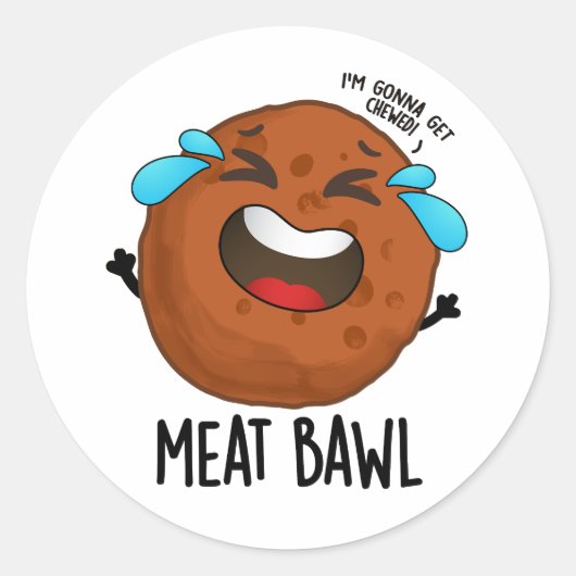 Fleisch bawl Funny Meatball Pun Runder Aufkleber (Vorderseite)