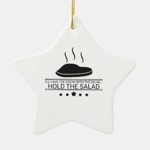 Fleisch essen haben Steak halten die Salat Steak l Keramik Ornament