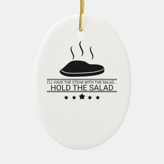 Fleisch essen haben Steak halten die Salat Steak l Keramik Ornament (Vorne)