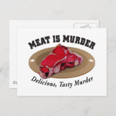 Fleisch ist Mord - köstlicher, geschmackvoller Mor Postkarte (Vorne/Hinten)