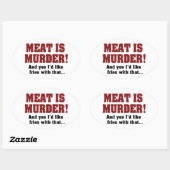 Fleisch ist Mord! Und ja, ich hätte gerne Fries da Ovaler Aufkleber (Blatt)