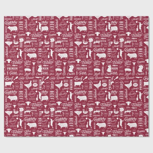 Fleisch-Liebhaber GRILLEN Verpackungs-Papier Geschenkpapier (Flach)