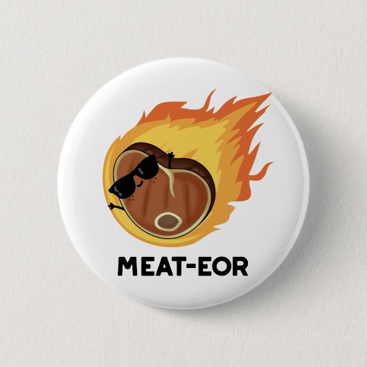 Fleisch oder Funny Meat Steak Pun Button (Vorderseite)