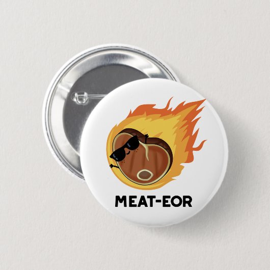 Fleisch oder Funny Meat Steak Pun Button (Vorne & Hinten)
