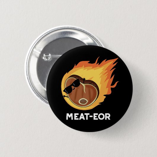 Fleisch oder Funny Meat Steak Pun Dark BG Button (Vorne & Hinten)