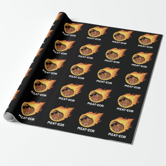 Fleisch oder Funny Meat Steak Pun Dark BG Geschenkpapier (Ungerollt)