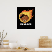 Fleisch oder Funny Meat Steak Pun Dark BG Poster (Küche)
