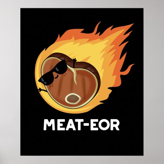 Fleisch oder Funny Meat Steak Pun Dark BG Poster (Vorne)