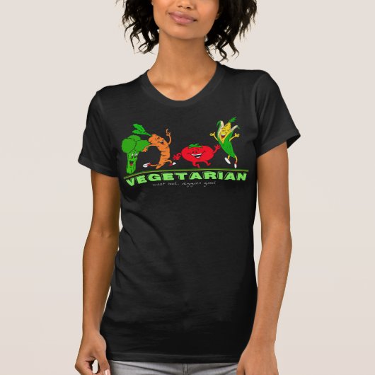 Fleisch schlecht, Gemüse gut Vegetarier T-Shirt (Vorderseite)