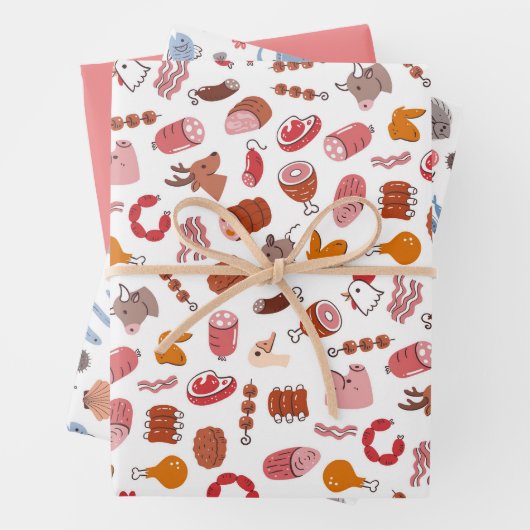 Fleisch und Bauer von Meeresfrüchten Geschenkpapier Set (Beispiel)
