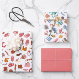 Fleisch und Bauer von Meeresfrüchten Geschenkpapier Set