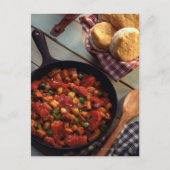 Fleisch und Kartoffelhash mit Keksen Postkarte (Vorderseite)