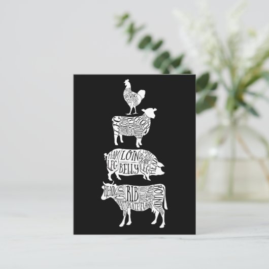 Fleisch von Hühnerfleisch von Kuhfleisch, Kleinhal Postkarte (Stehend Vorderseite)