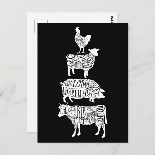 Fleisch von Hühnerfleisch von Kuhfleisch, Kleinhal Postkarte (Vorne/Hinten)