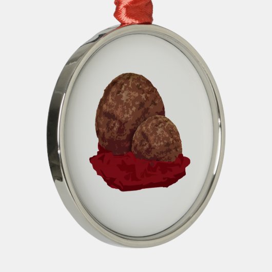 Fleischbällchen in Sauce Silbernes Ornament (Rechts)