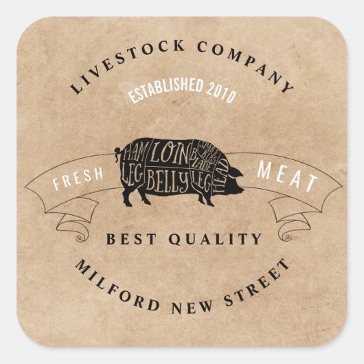 Fleischfirma im landwirtschaftlichen Betrieb Quadratischer Aufkleber (Vorderseite)