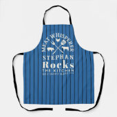 Fleischflüsterer BBQ Meister Blau Pinstripe Design Schürze (Vorderseite)