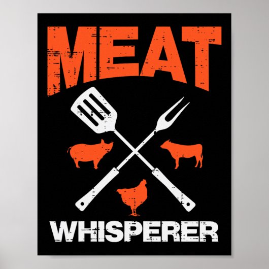 Fleischflüsterer Lustige Barbecue-Grill BBQ-Grill Poster (Vorne)