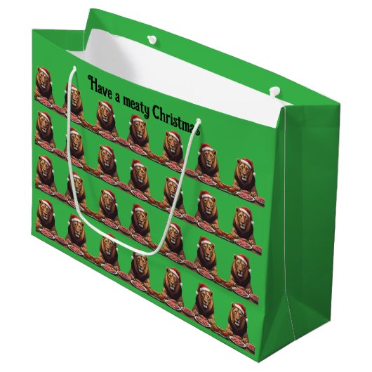 Fleischfresser-Löwe-Weihnachts-Geschenktasche Große Geschenktüte (Vorderseite Schrägansicht)