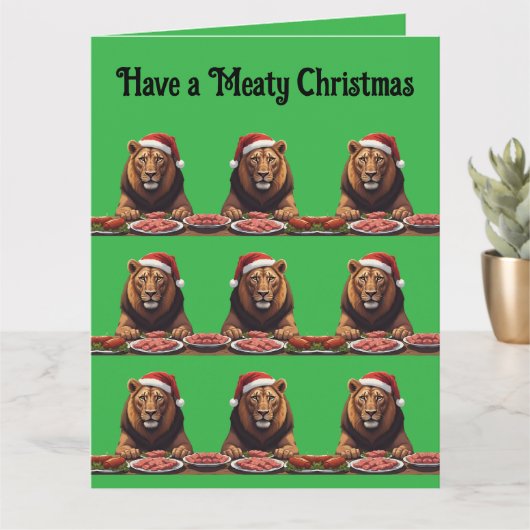 Fleischfresser-Löwe-Weihnachtsfeiertag Karte (Kleine Pflanze)