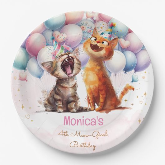 Fleischkatzen Meow-Gary-Kindergeburtstag Pappteller (Vorderseite)