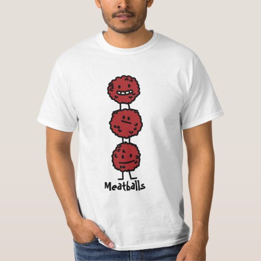 Fleischklöschen-Fleischklöschen gestapelt auf T-Shirt (Vorderseite)