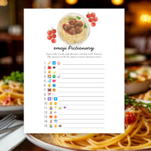 Fleischklößchen-Pasta-Baby-Party, Emoji-Pictionary