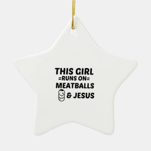 FLEISCHKLÖSSCHEN UND JESUS KERAMIK ORNAMENT