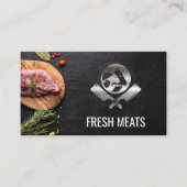 Fleischschnitt | Metallisches Koch-Logo Visitenkarte (Vorderseite)