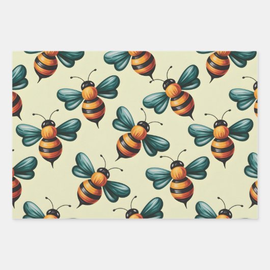 Fleißige Biene Geschenkpapier Set (Vorderseite)