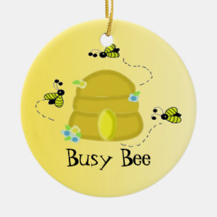 Fleißige Bienen mit Bienenstock Keramik Ornament