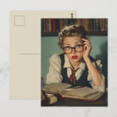 Fleißige Frau im Vintage-Stil Postkarte (Vorne/Hinten)