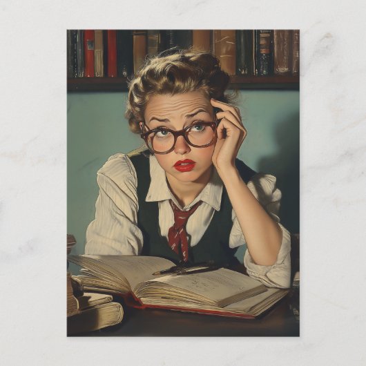 Fleißige Frau im Vintage-Stil Postkarte (Vorderseite)
