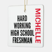 fleißiger High School Freshman CUSTOM Keramikornament (Links)