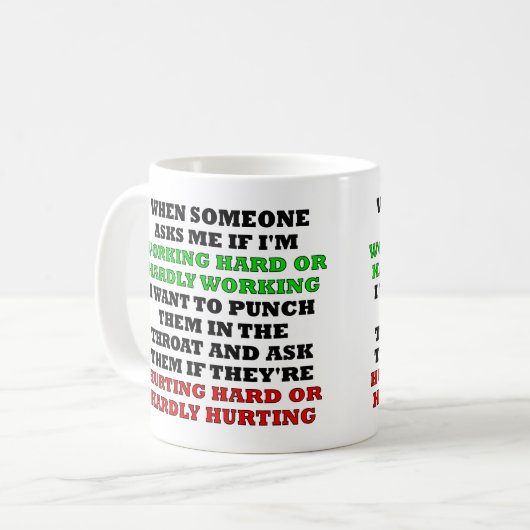 fleißiger oder kaum arbeitender lustiger Mug Kaffeetasse (Vorderseite Links)