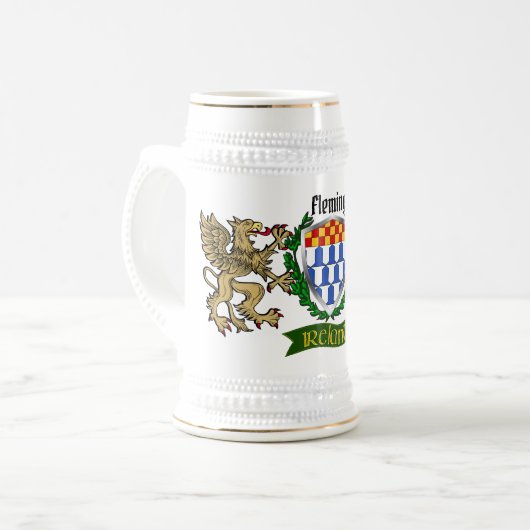 Fleming Irish Shield Beer Stein Bierglas (Vorderseite Links)