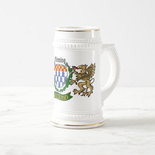 Fleming Irish Shield Beer Stein Bierglas (VorderseiteRechts)