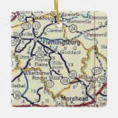 Flemingsburg KY Vintage Karte Keramikornament (Vorderseite)