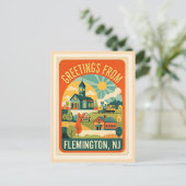 Flemington NJ Hunterdon County Retrostyle Postkarte (Stehend Vorderseite)