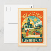 Flemington NJ Hunterdon County Retrostyle Postkarte (Vorne/Hinten)