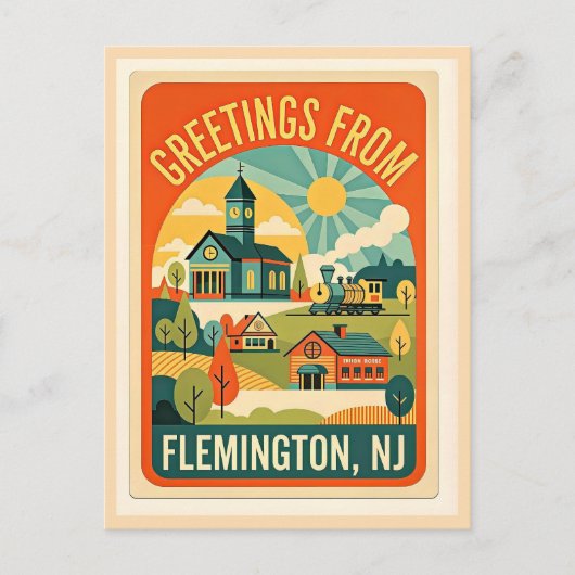Flemington NJ Hunterdon County Retrostyle Postkarte (Vorderseite)