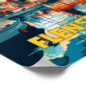 Flensburg Deutschland Vintage Reise Illustration Poster (Ecke)