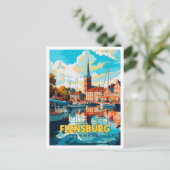 Flensburg Deutschland Vintage Reise Illustration Postkarte (Stehend Vorderseite)