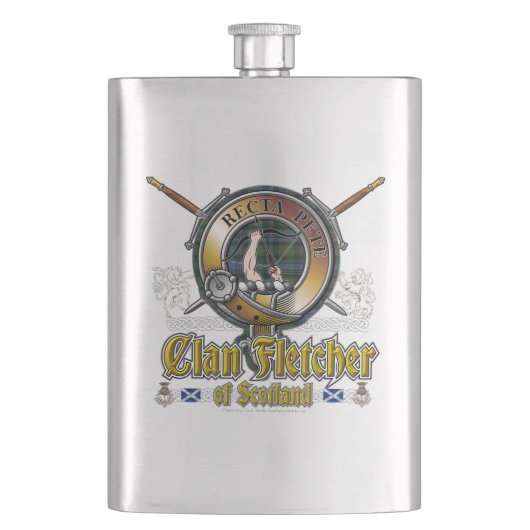 Fletcher Clan Abzeichen Flachmann (Vorderseite)