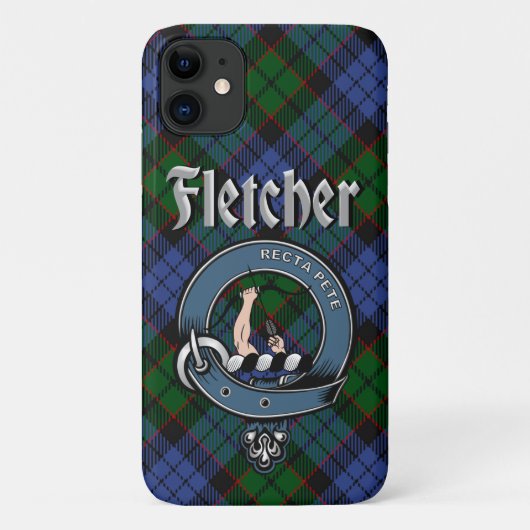 Fletcher Clan Abzeichen & Tartan Phone Case (Rückseite)