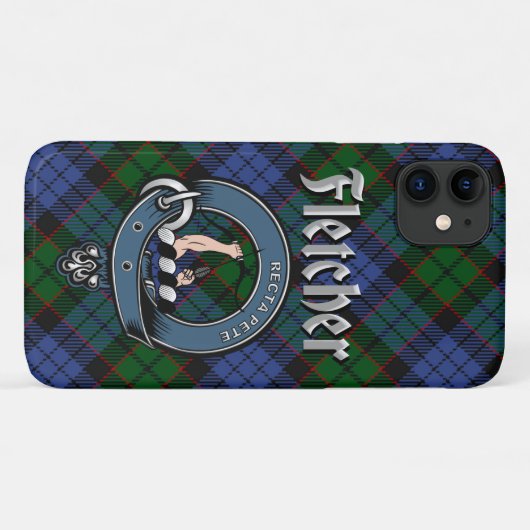 Fletcher Clan Abzeichen & Tartan Phone Case (Rückseite (Horizontal))