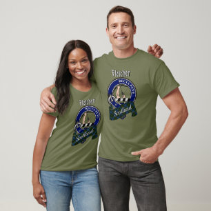 Fletcher Clan-Abzeichen- und Tartan-T-Shirt T-Shirt
