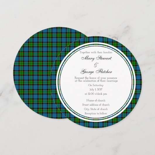 Fletcher Scottish Wedding Round Einladung (Vorne/Hinten)